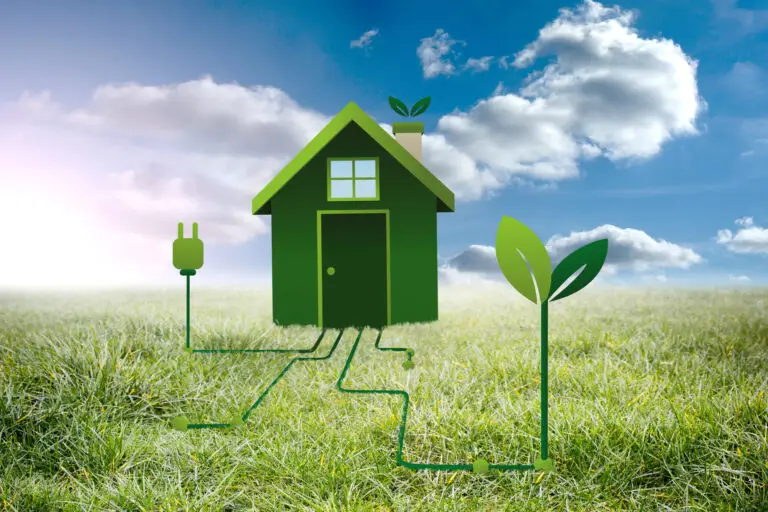 Grafik eines grünen Hauses als Sinnbild für Energieeffizienz