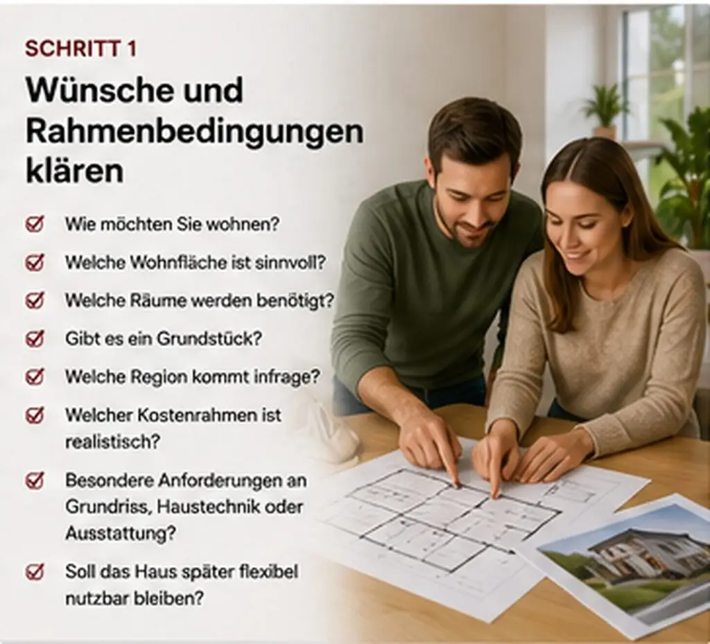 Hausbau ablauf Schritt 1 Wünsche und Rahmenbedingungen