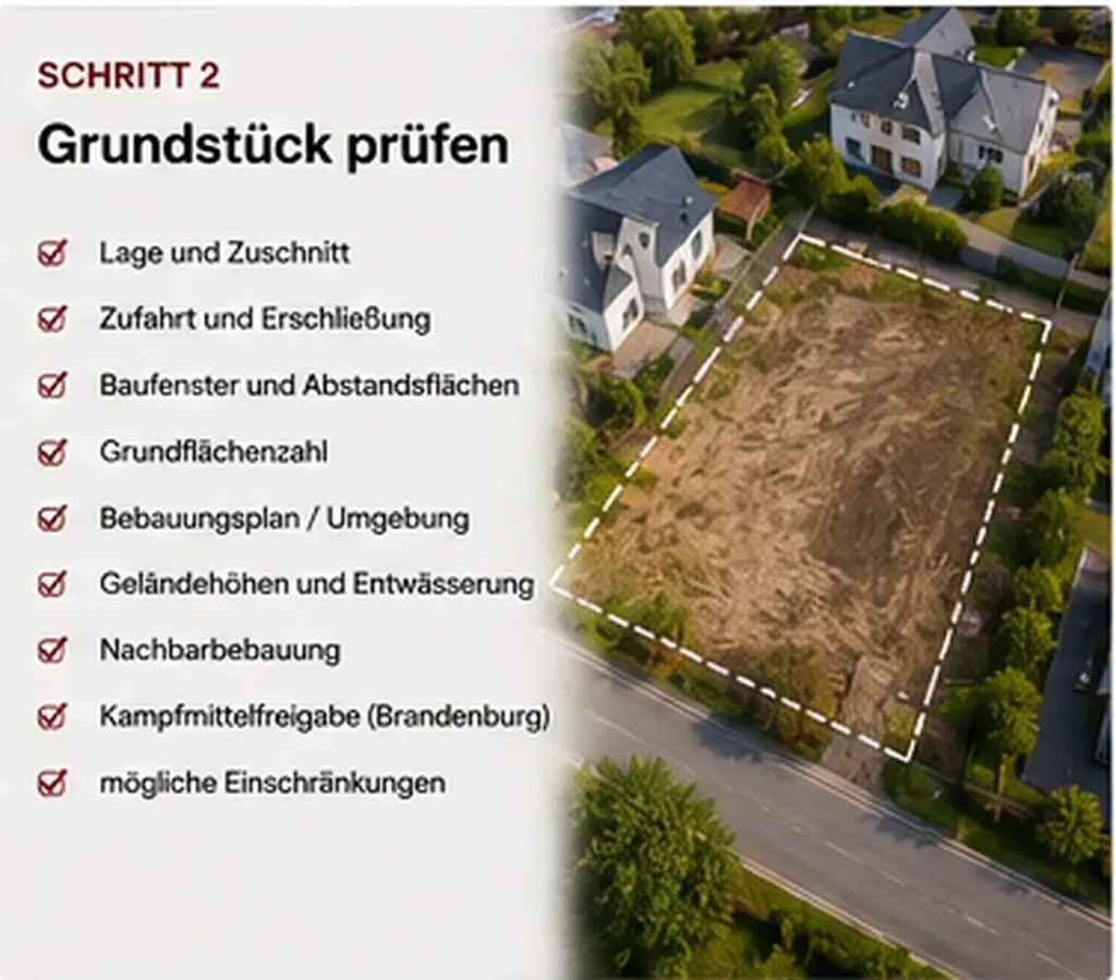 Hausbau ablauf Schritt 2 Grundstück prüfen