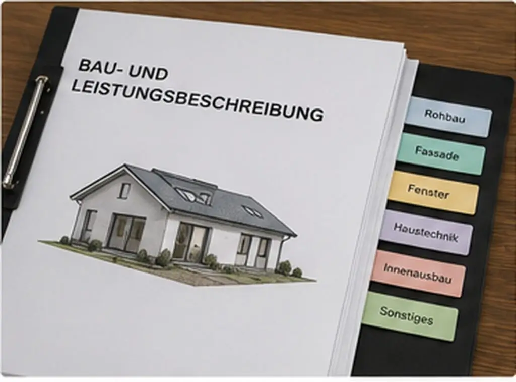Ordner mit Bau- und Leistungsbeschreibung und farbigen Registern