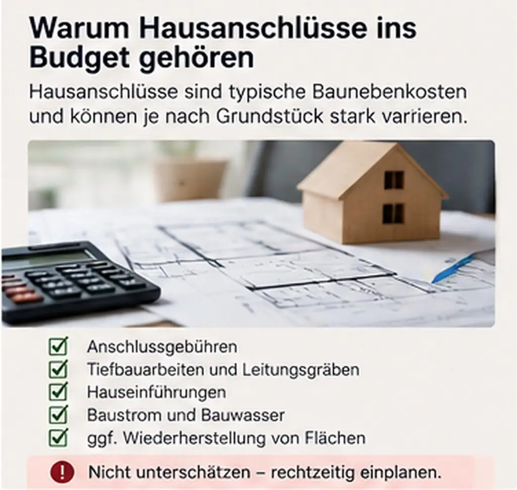Hausanschlüsse Neubau abschnitt Budget und baunebenkosten