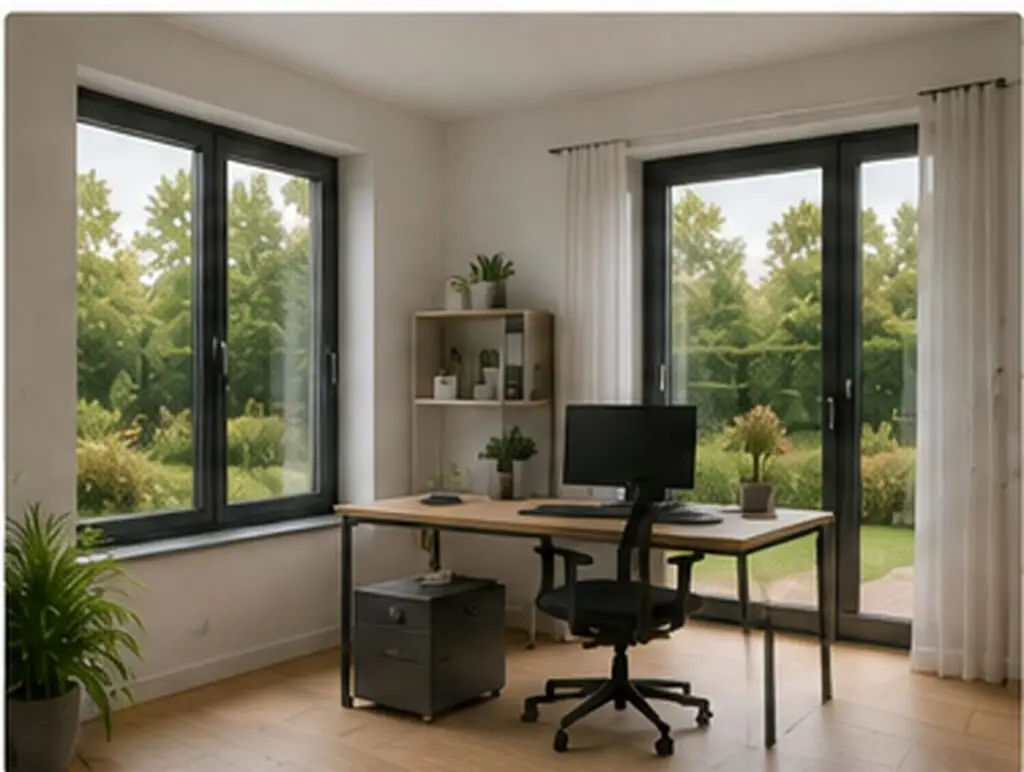 Homeoffice Einfamilienhaus abschnitt licht Fenster bildschirmarbeit
