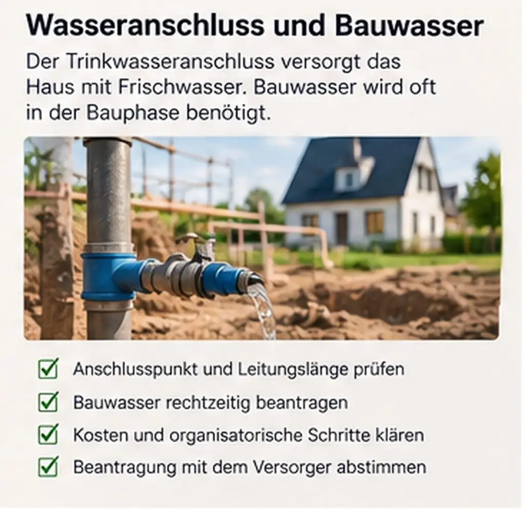 Hausanschlüsse Neubau abschnitt Wasseranschluss und Bauwasser