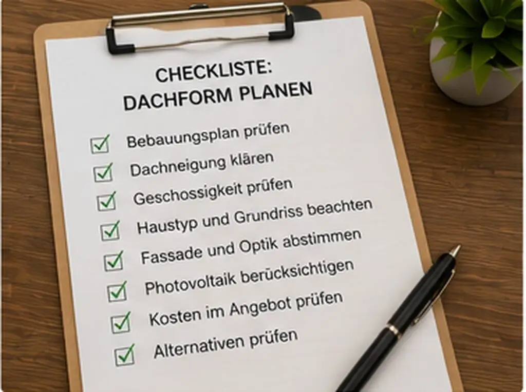 Dachformen Massivhaus abschnitt checkliste