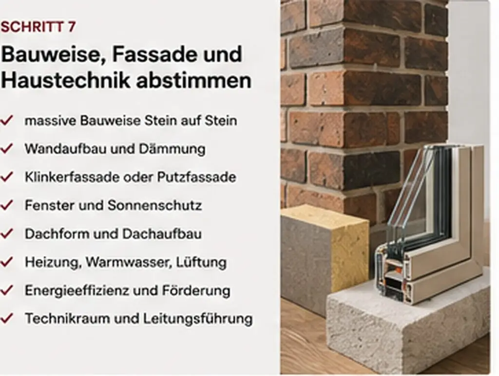 Hausbau ablauf Schritt 7 Bauweise Fassade und Haustechnik