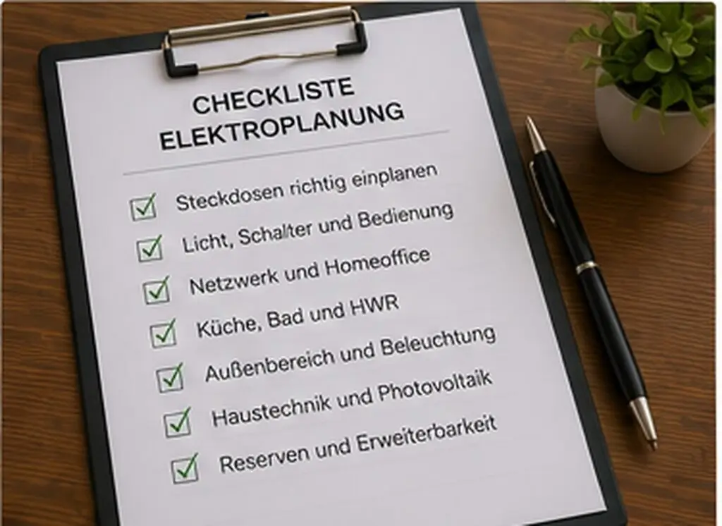 Elektroplanung Neubau abschnitt checkliste