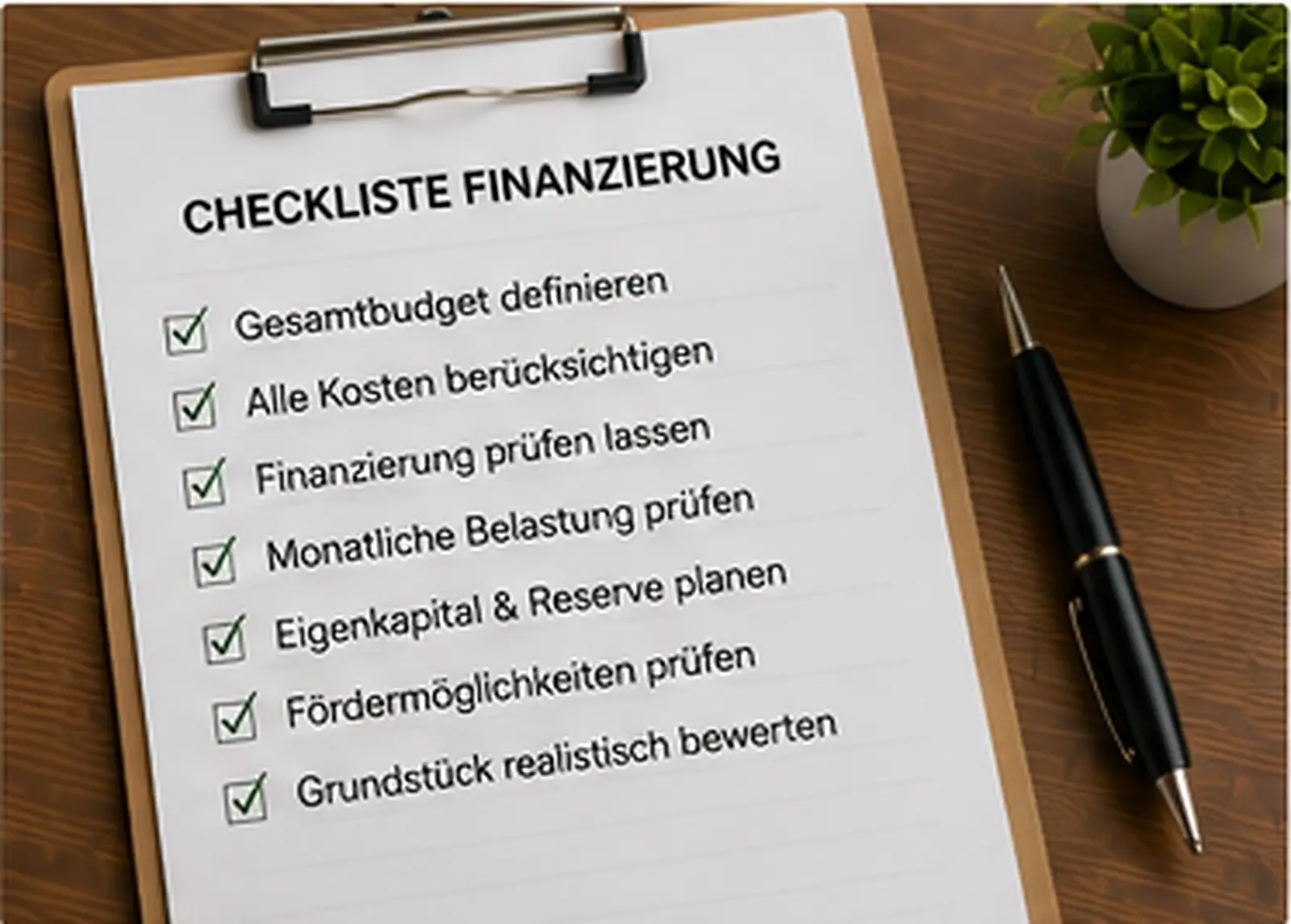 Finanzierung Hausbau abschnitt checkliste