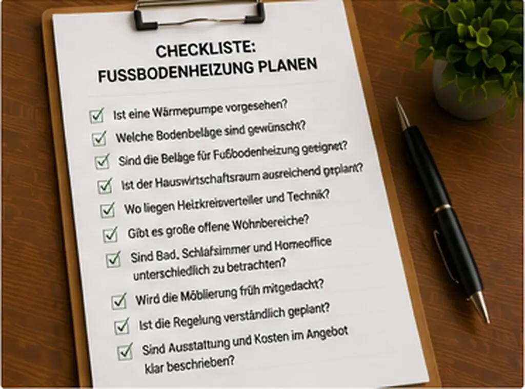 Fußbodenheizung Neubau abschnitt checkliste