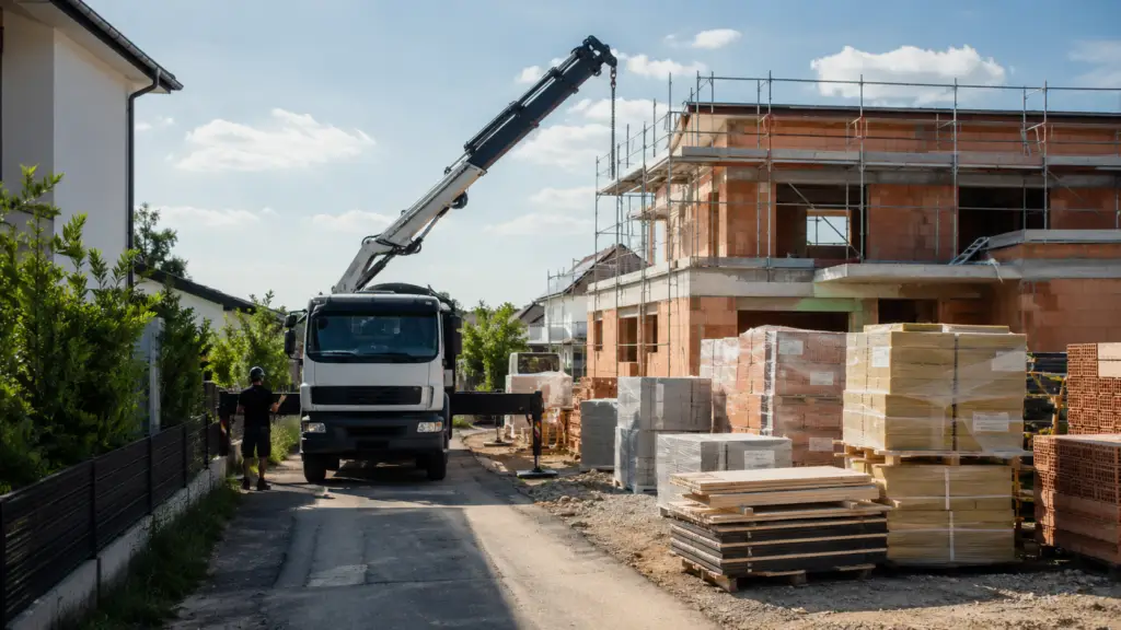 Baustellenzufahrt und Erreichbarkeit eines Baugrundstücks für die Hausbauplanung