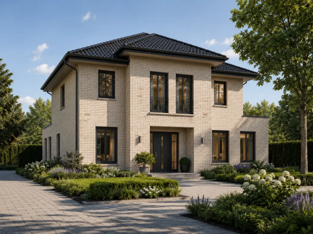 Stadtvilla mit Klinkerfassade – zweigeschossiges Massivhaus individuell geplant von KLINKER HAUS