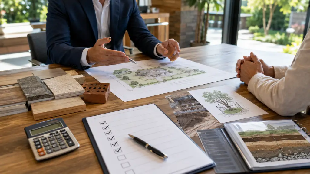 Kostenplanung mit Grundstücksunterlagen und Zusatzkosten beim Hausbau