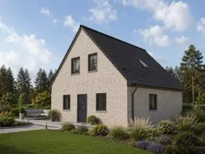 Einfamilienhaus Blumberg 1 mit heller Fassade, Straßenansicht