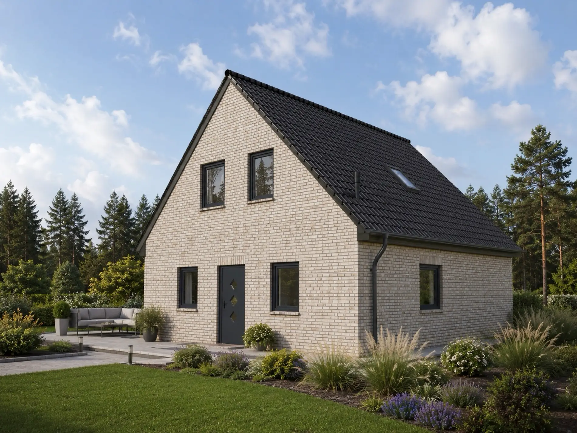 Einfamilienhaus Blumberg 1 mit heller Fassade, Straßenansicht