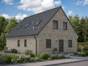 Einfamilienhaus Blumberg 5 mit heller Klinkerfassade und Dachfenstern