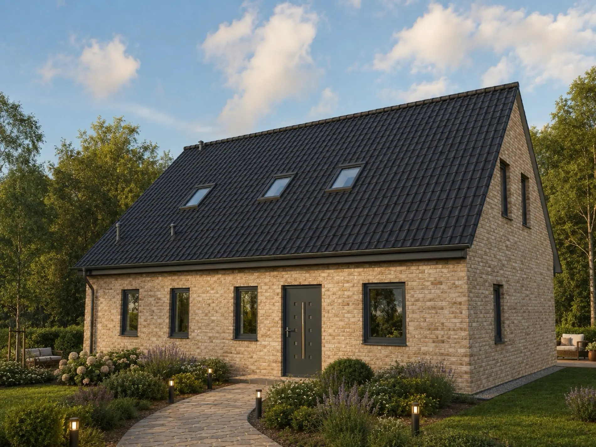 Einfamilienhaus Magdeburg 4 mit sandfarbener Klinkerfassade