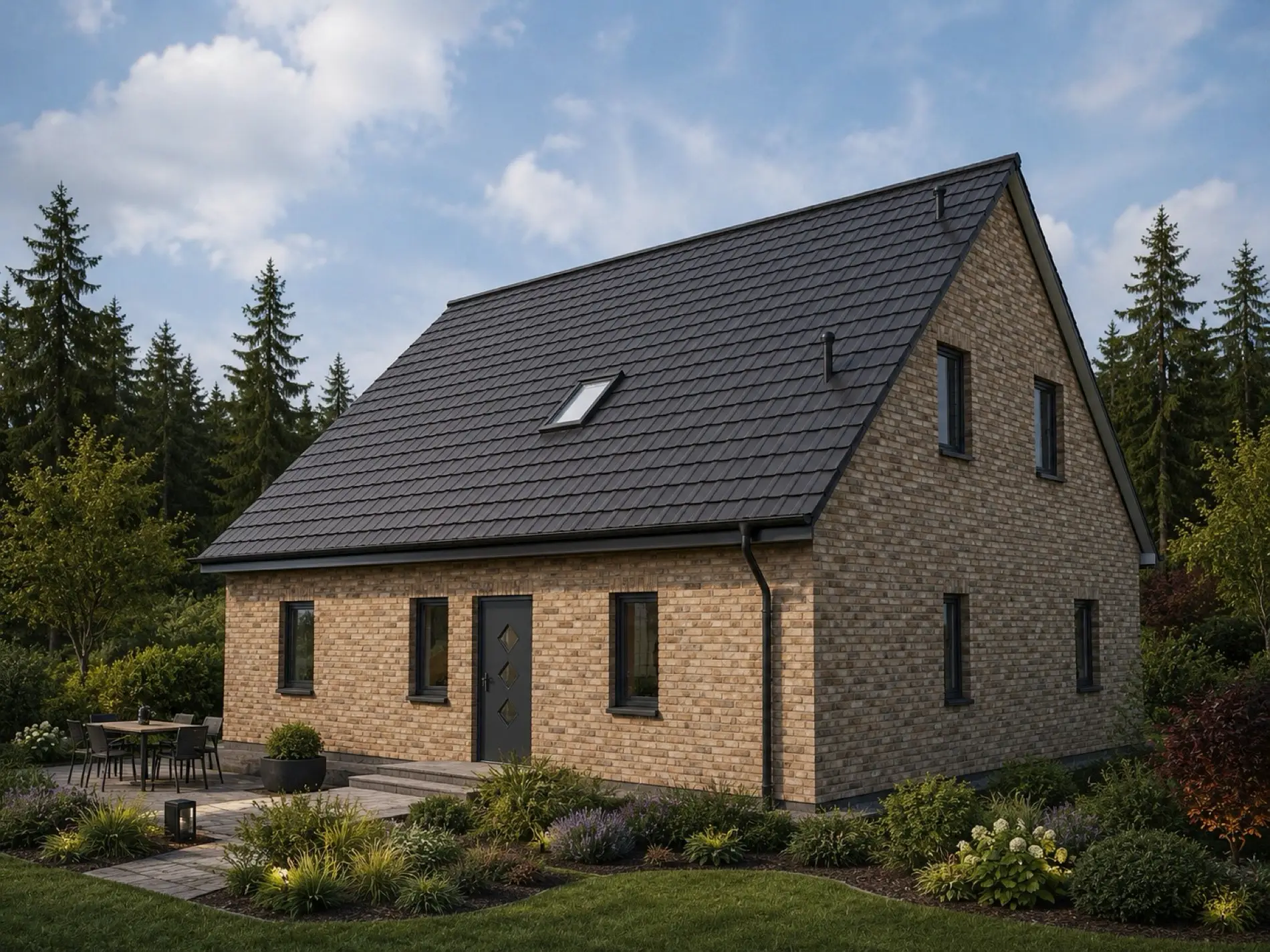 Einfamilienhaus Waldfrieden 1 mit Klinkerfassade, Eingangsseite