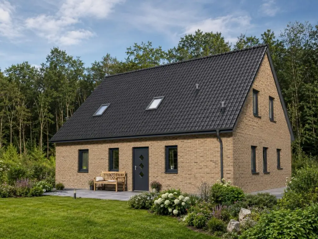 Einfamilienhaus Waldfrieden 4 mit Klinkerfassade, Eingangsseite