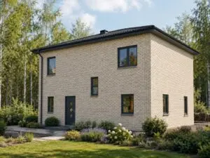 Stadtvilla Grosseto 3 mit heller Klinkerfassade, Eingangsseite