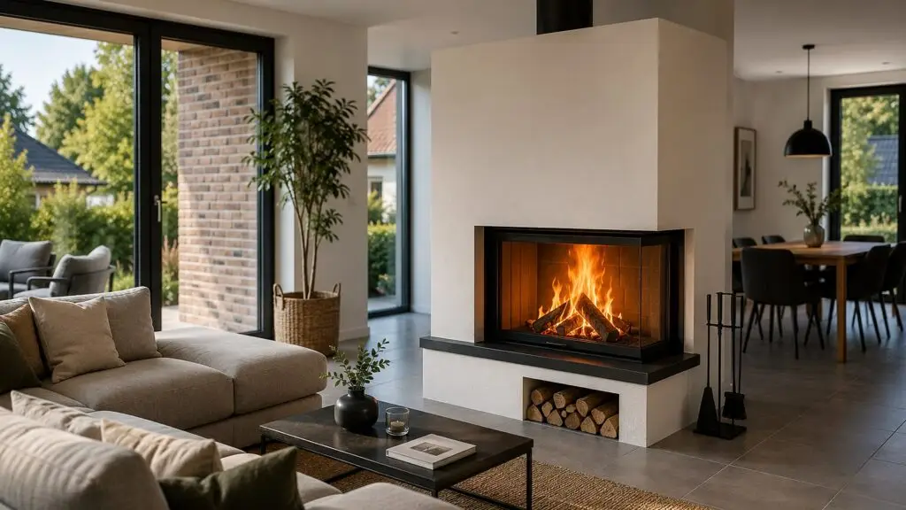 Kamin Neubau position im Wohnraum